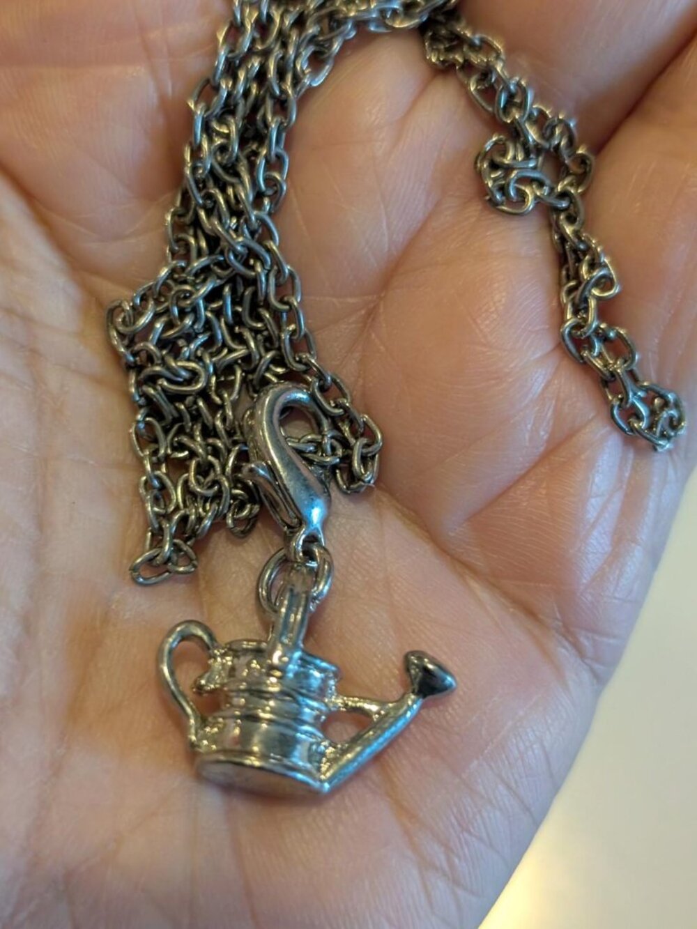 Pretty Vintage Silver Toned Gardening Charm Pendant Necklace